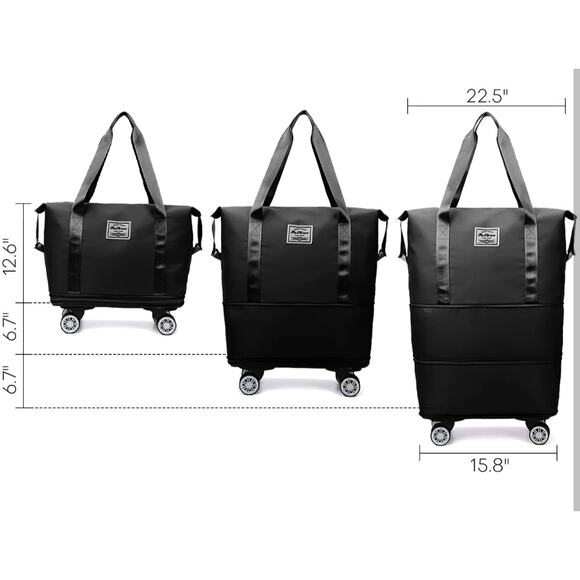 Expandable Rolling Travel Tote Bag With 360° Wheels - Picture 1 of 4